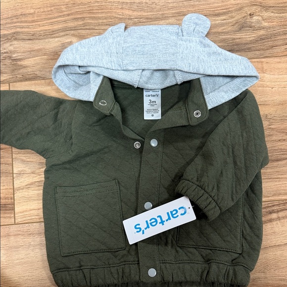 Carter's Other - Carter's Olive Quilted Jacket with Light Gray Hood